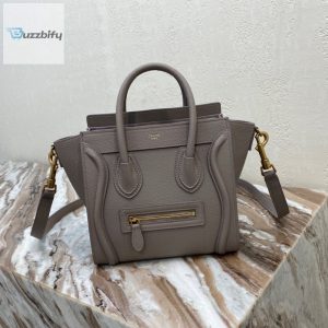 Celine Nano Luggage Bag In Drummed Dark Brown For Women 8In20cm
