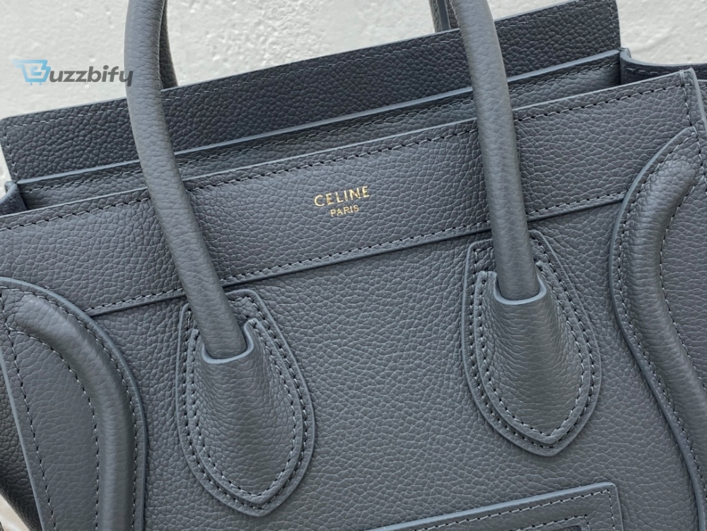 Celine Nano Luggage Bag In Drummed Grey For Women 8In20cm 189243Aql.10Kl