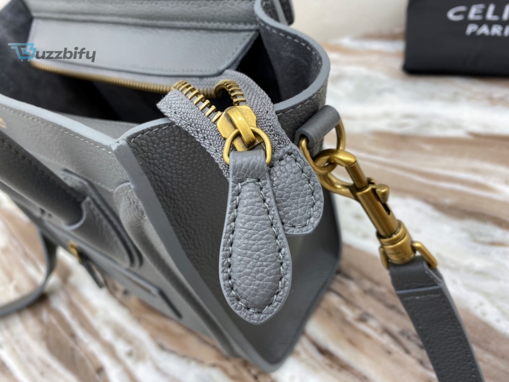 Celine Nano Luggage Bag In Drummed Grey For Women 8In20cm 189243Aql.10Kl