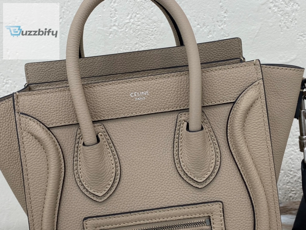 Celine Nano Luggage Bag In Drummed Light Brown For Women 8In20cm 189243Dru.03Un