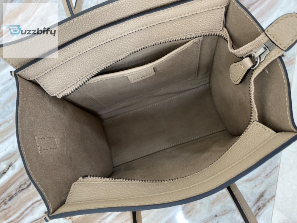 Celine Nano Luggage Bag In Drummed Light Brown For Women 8In20cm 189243Dru.03Un