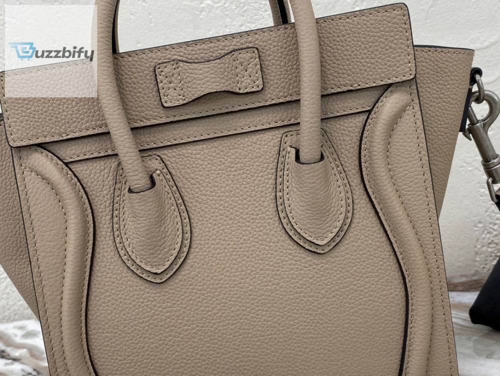 Celine Nano Luggage Bag In Drummed Light Brown For Women 8In20cm 189243Dru.03Un