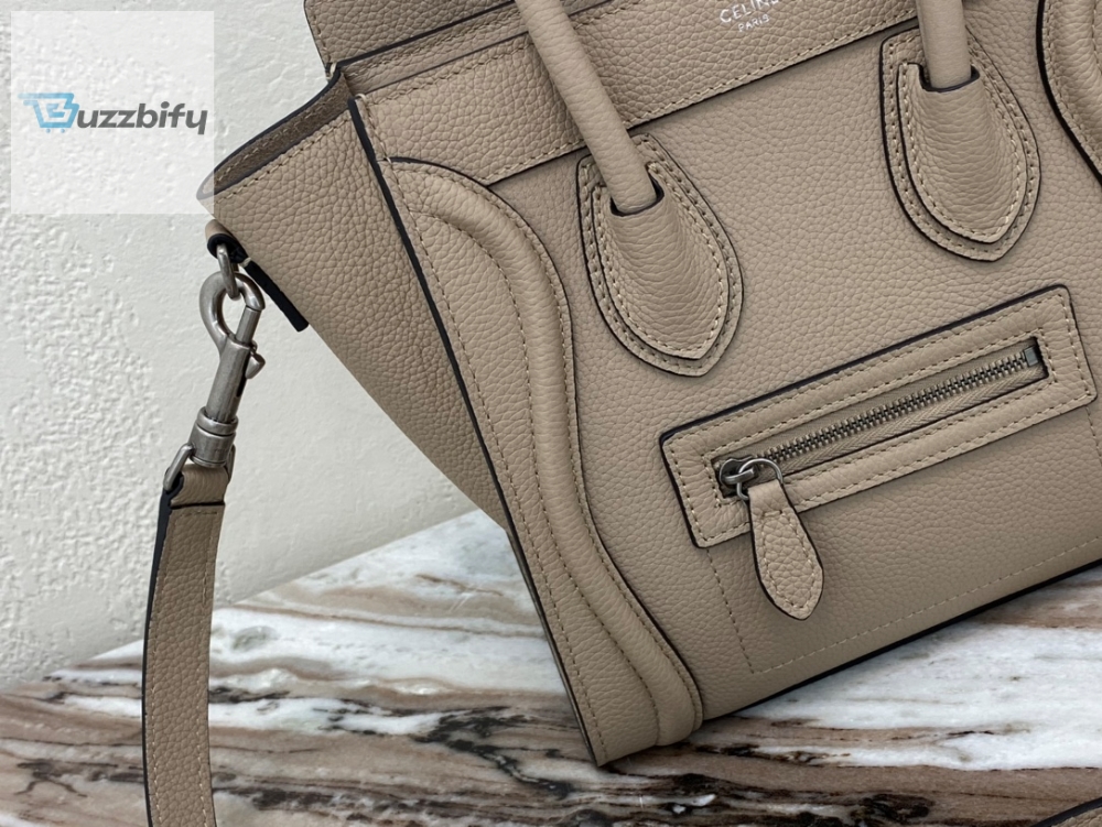 Celine Nano Luggage Bag In Drummed Light Brown For Women 8In20cm 189243Dru.03Un