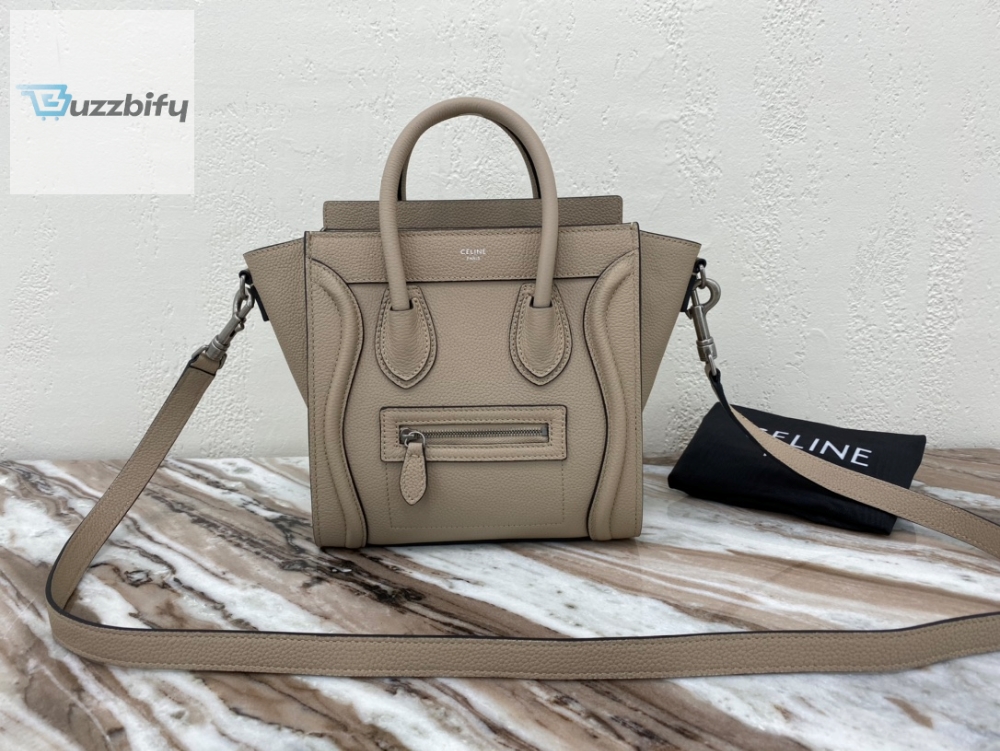 Celine Nano Luggage Bag In Drummed Light Brown For Women 8In20cm 189243Dru.03Un