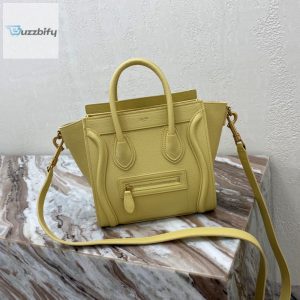 Celine Nano Luggage Bag In Drummed Yellow For Women 8In20cm