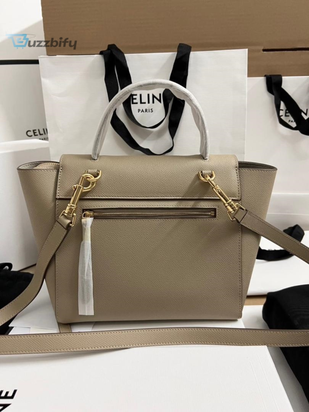 Celine Nano Micro Belt Bag In Grained Material Light Taupe For Women 9.5In24cm