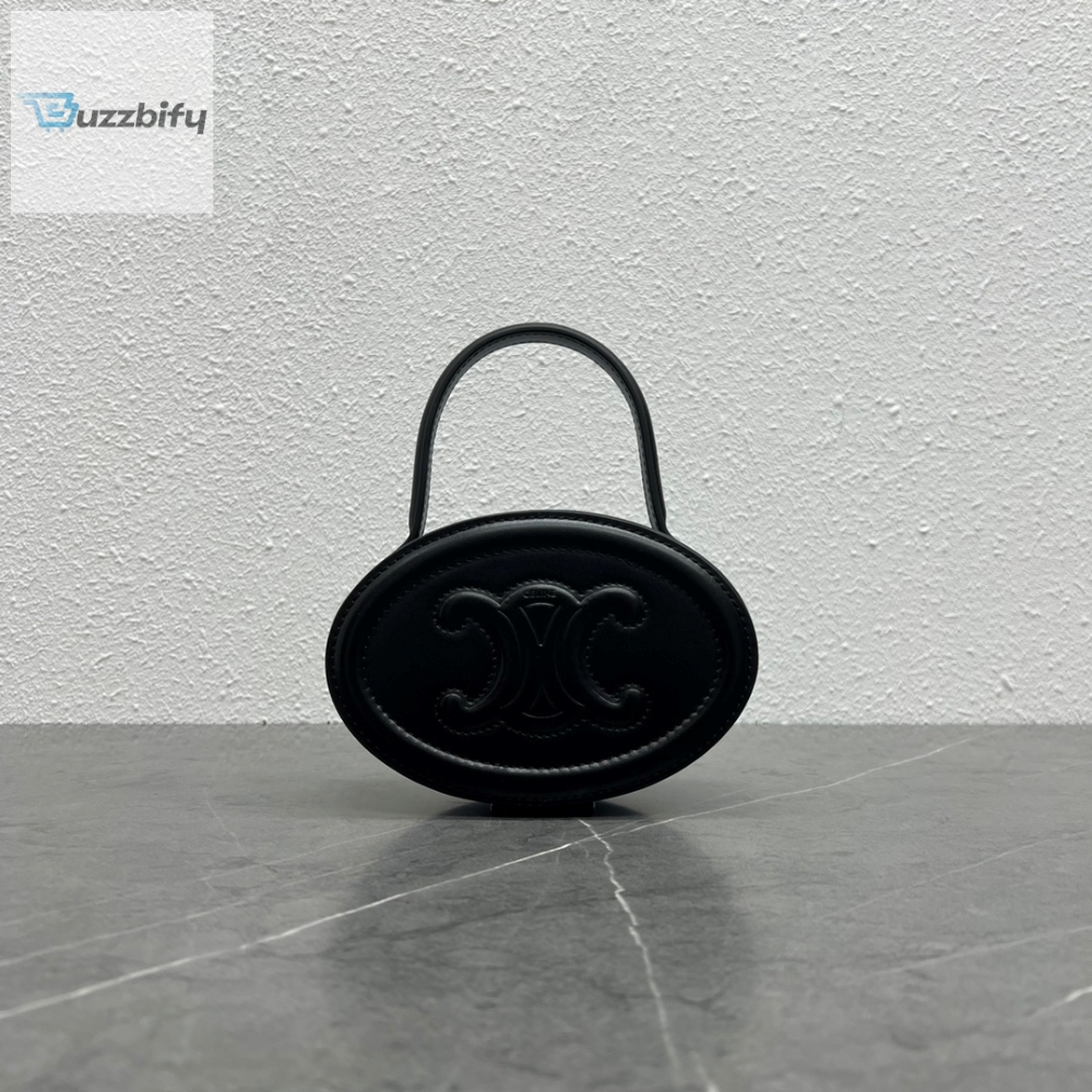 Celine Oval Minaudiere Cuir Triomphe Black For Women 6In11.5Cm