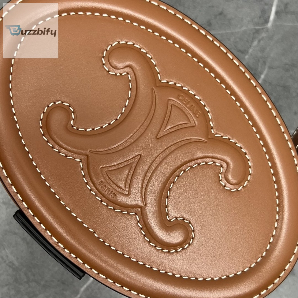 Celine Oval Minaudiere Cuir Triomphe Brown For Women 6In11.5Cm 198613Du6.04Lu