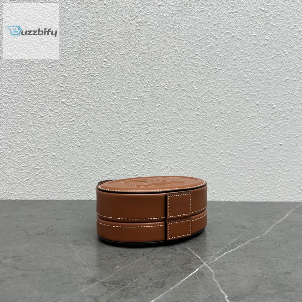 Celine Oval Minaudiere Cuir Triomphe Brown For Women 6In11.5Cm 198613Du6.04Lu