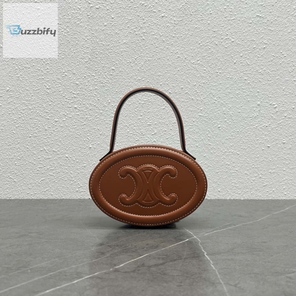 Celine Oval Minaudiere Cuir Triomphe Brown For Women 6In11.5Cm 198613Du6.04Lu