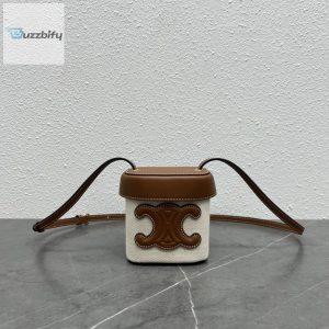 Celine Small Box Cuir Triomphe In Textile Natural  Tan For Women 4In11cm