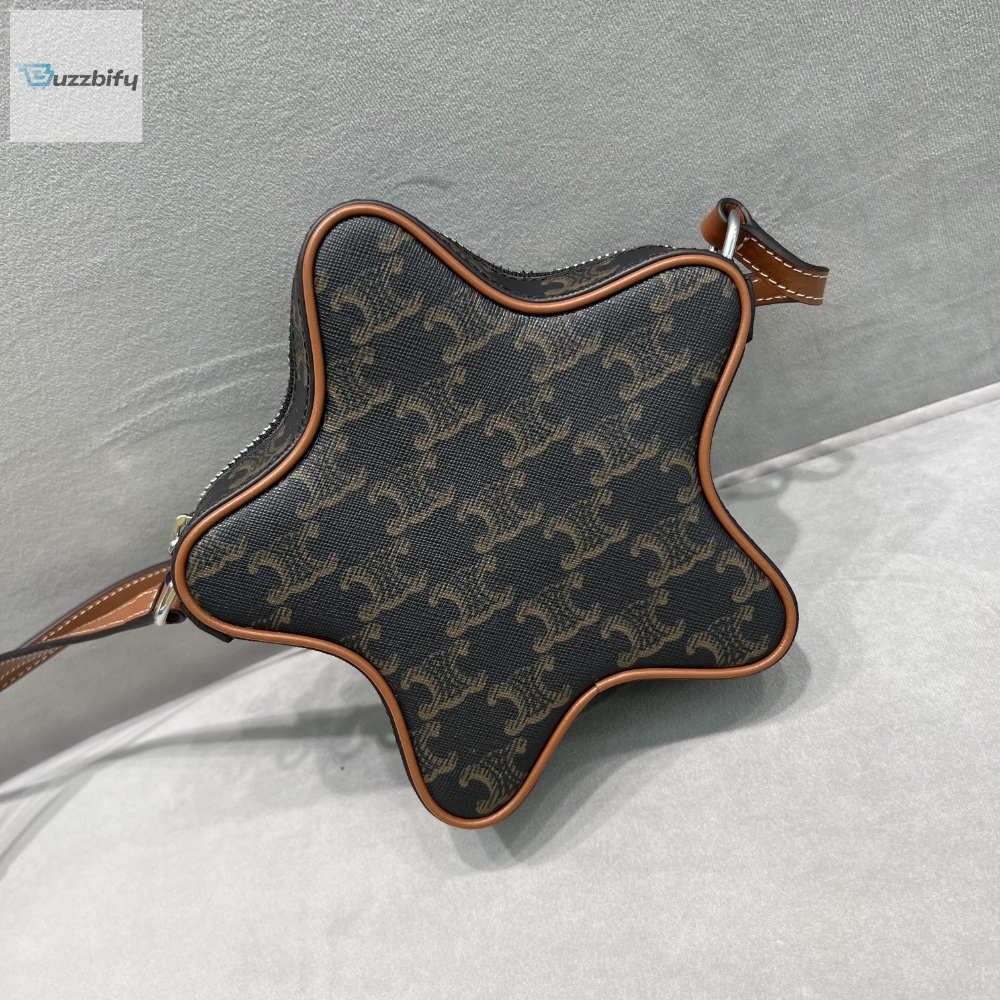 Celine Small Etoile In Triomphe Canvas Brown For Women 7In18cm 198762Bzj.04Li