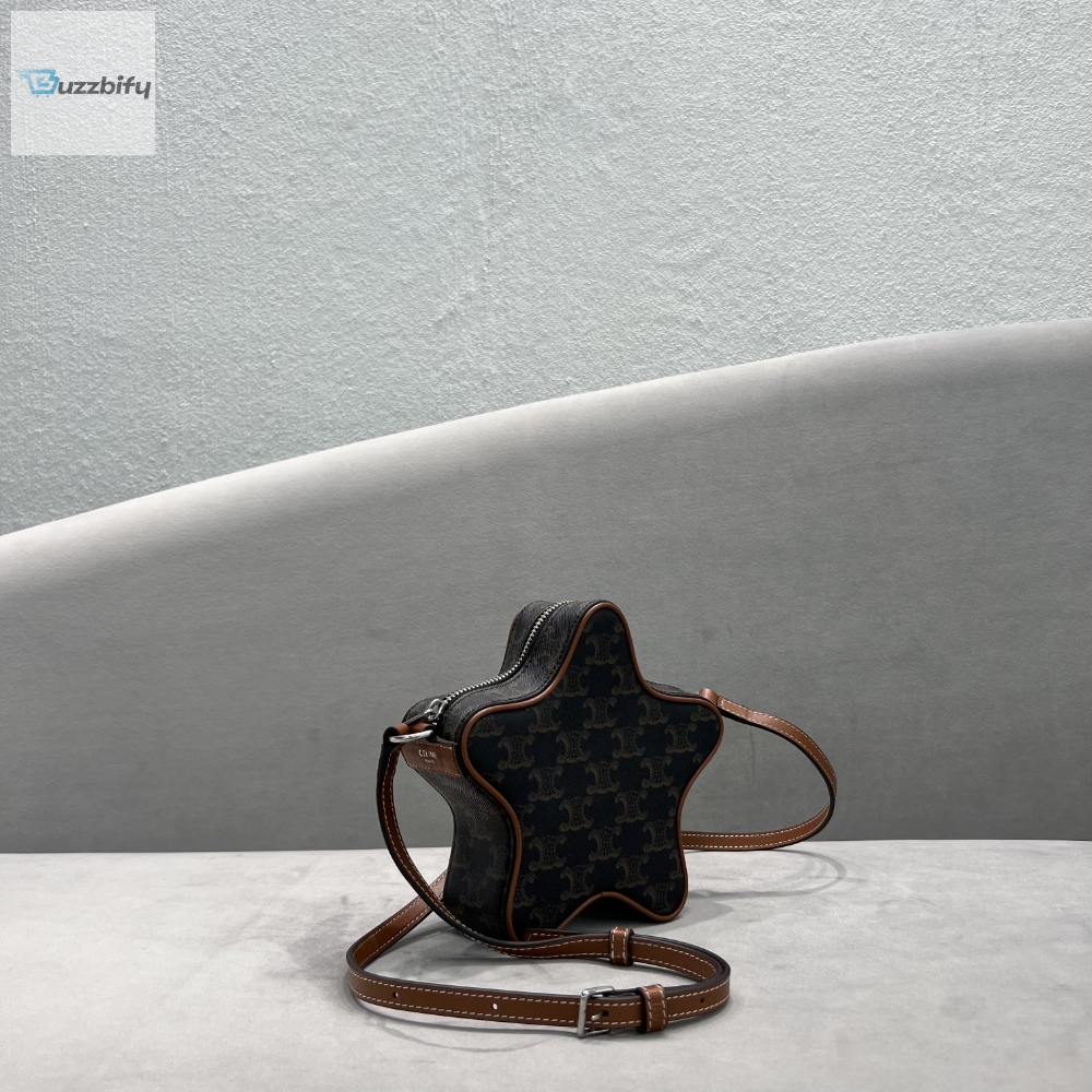 Celine Small Etoile In Triomphe Canvas Brown For Women 7In18cm 198762Bzj.04Li