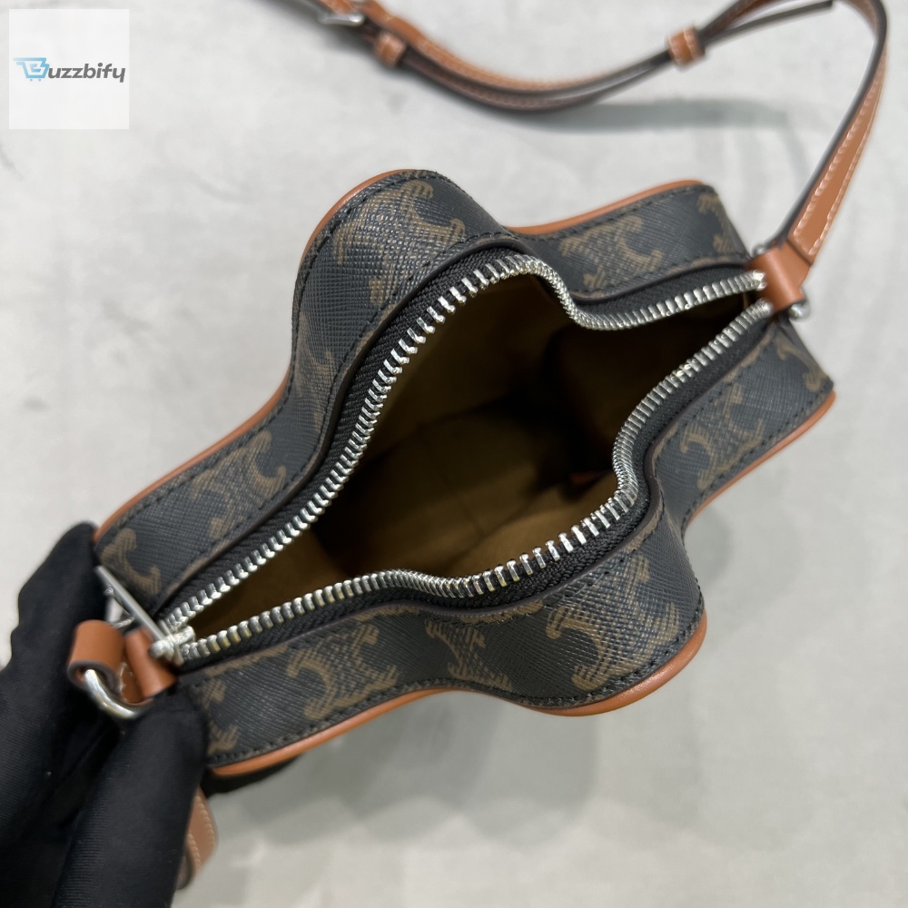 Celine Small Etoile In Triomphe Canvas Brown For Women 7In18cm 198762Bzj.04Li