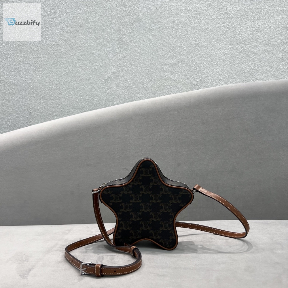 Celine Small Etoile In Triomphe Canvas Brown For Women 7In18cm 198762Bzj.04Li