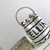 Celine Teen Drawstring In Textile With Celine Allover Whiteblack For Women 7In19cm
