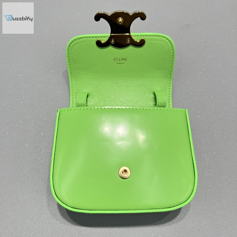 Celine Teen Triomphe Bag Green For Women 7In19cm