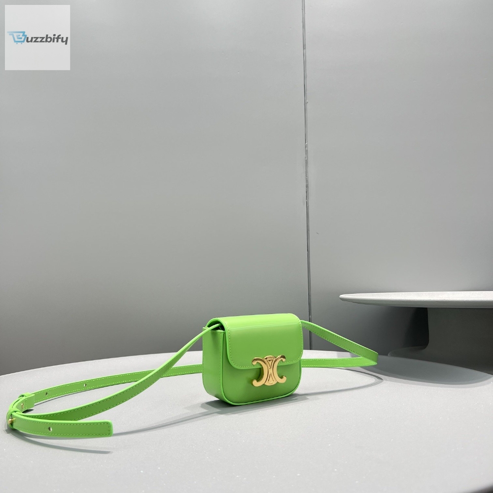 Celine Teen Triomphe Bag Green For Women 7In19cm