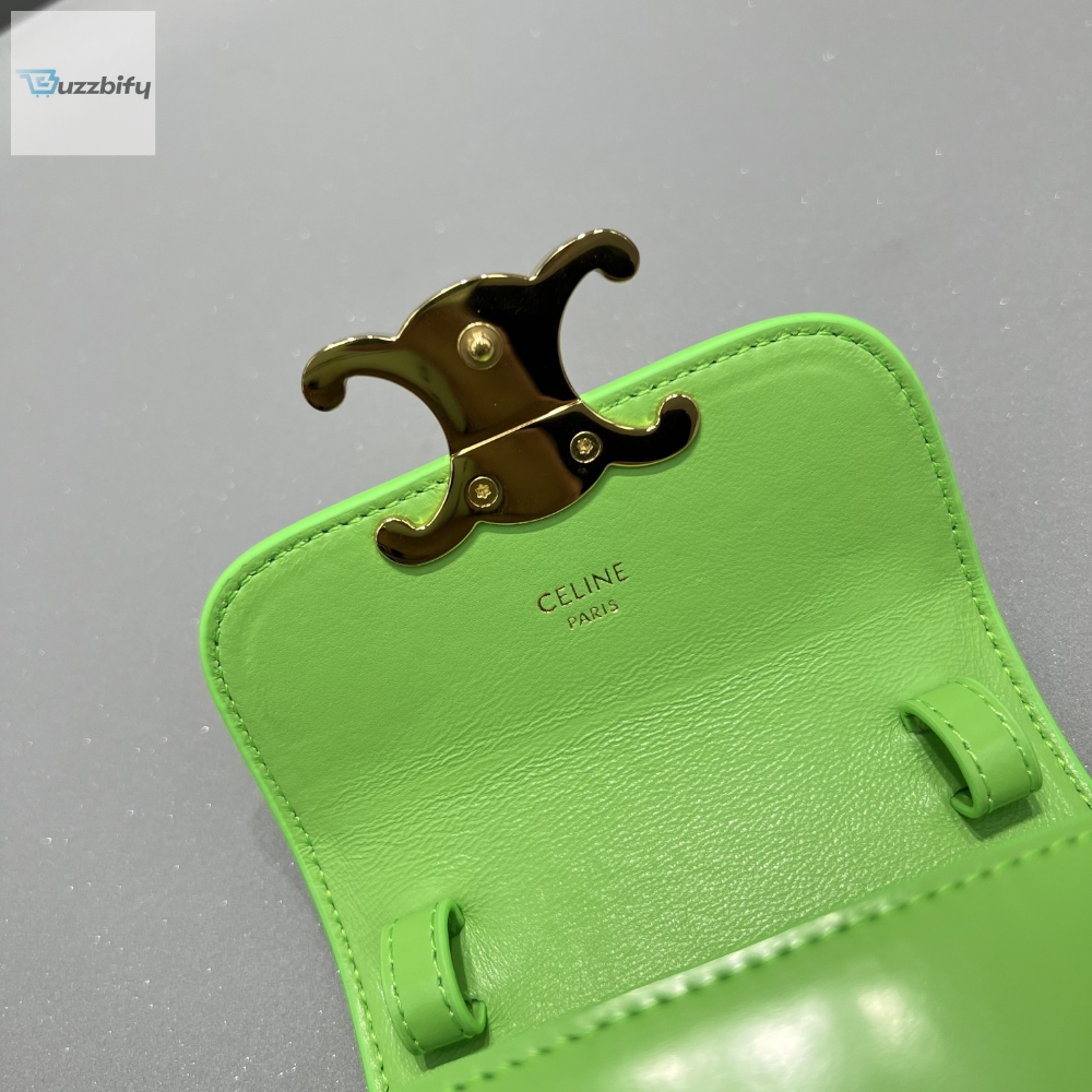 Celine Teen Triomphe Bag Green For Women 7In19cm