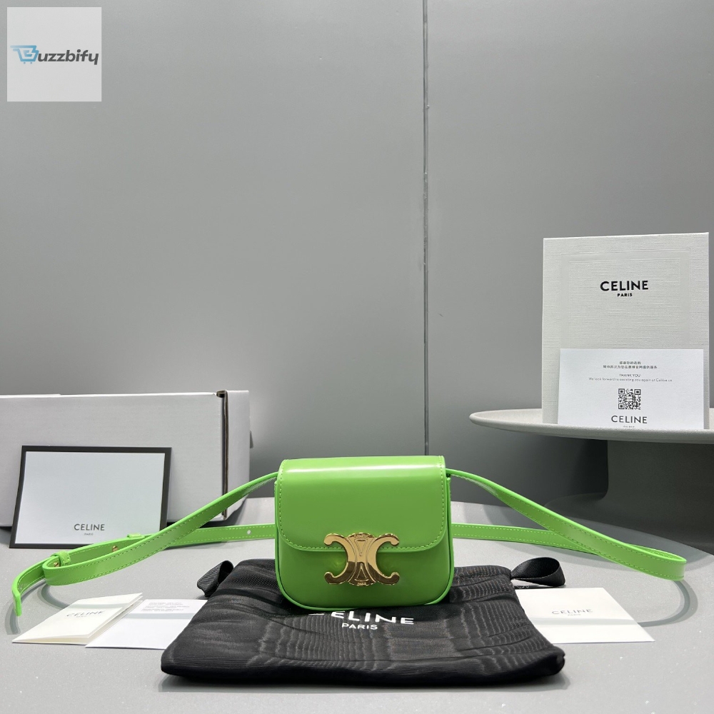 Celine Teen Triomphe Bag Green For Women 7In19cm