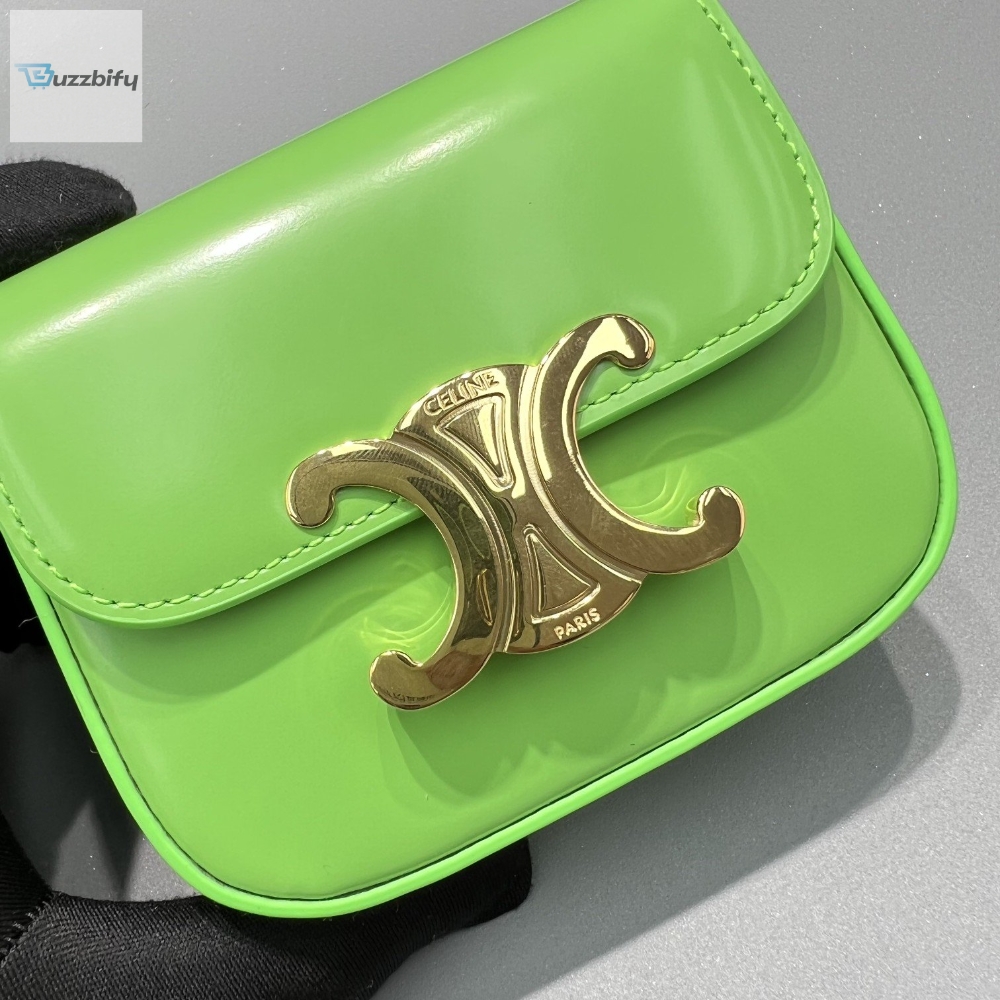Celine Teen Triomphe Bag Green For Women 7In19cm
