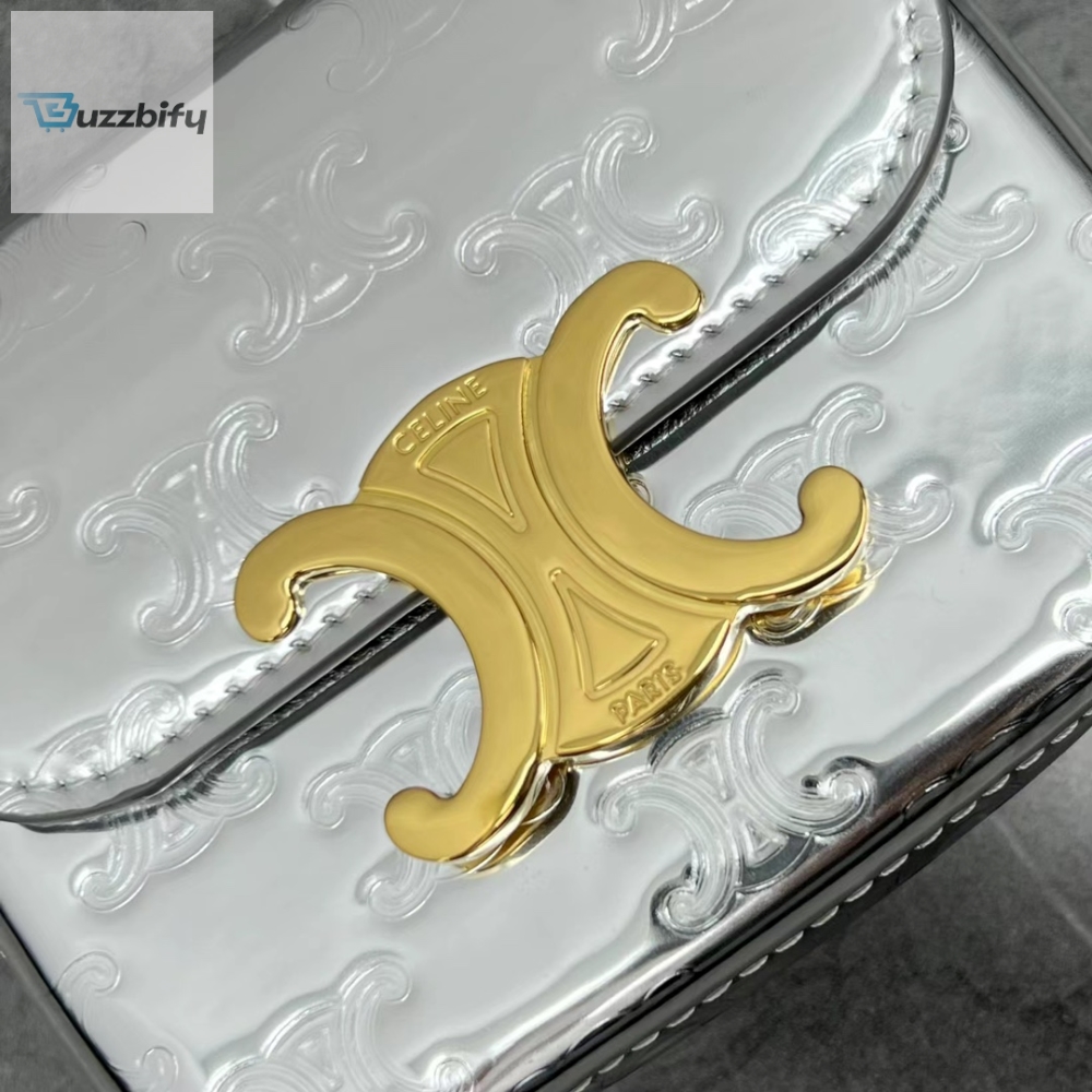 Celine Teen Triomphe Bag Silver For Women 7In19cm