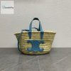 Celine Teen Triomphe Celine Classic Panier In Palm Leaves And Lizard Blue For Women 8In20cm