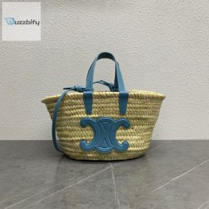 Celine Teen Triomphe Celine Classic Panier In Palm Leaves And Lizard Blue For Women 8In20cm