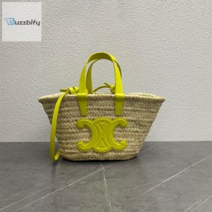 Celine Teen Triomphe Celine Classic Panier In Palm Leaves And Lizard Yellow For Women 8In20cm 194004Eh4.11Ct