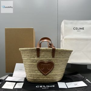 Celine Teen Triomphe Celine Classic Panier In Palm Leaves With Heart Patch Brown For Women 10In25cm 194002Dui.04Lu
