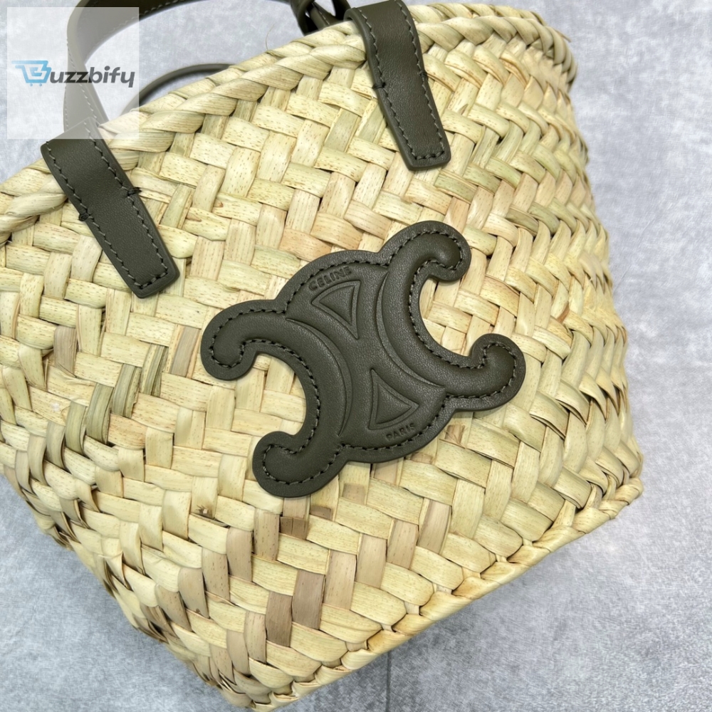 Celine Teen Triomphe Classic Pannier Tote Dark Green For Women 8In20cm