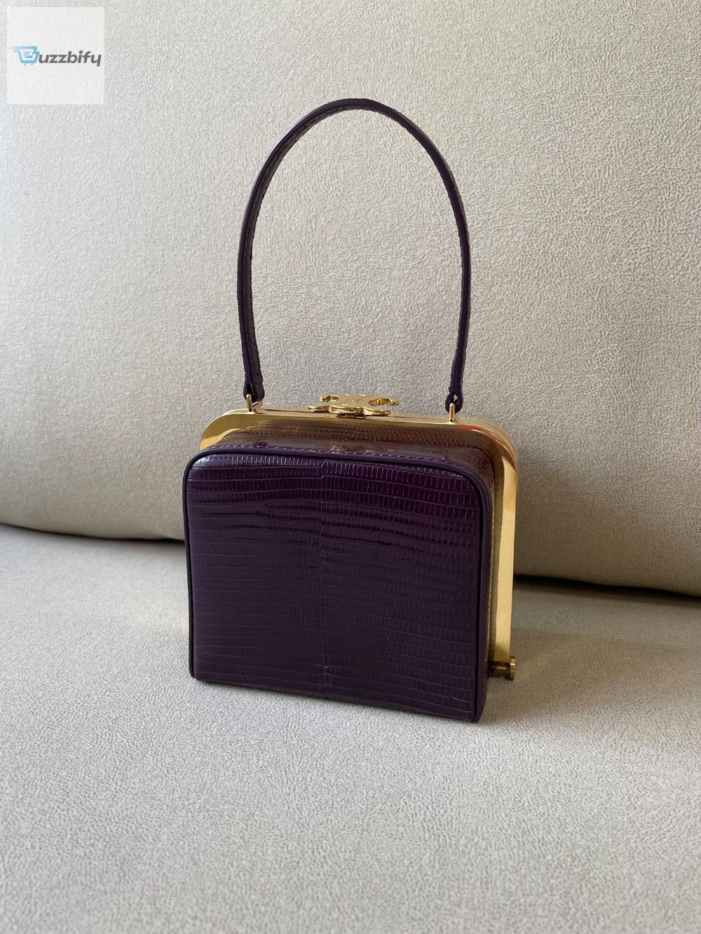 Celine Triomphe Minaudiere In Lizard Violet For Women 4In10cm