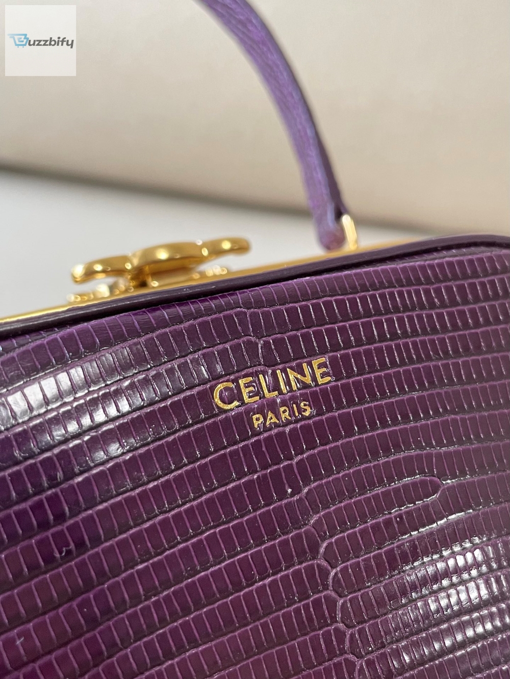 Celine Triomphe Minaudiere In Lizard Violet For Women 4In10cm