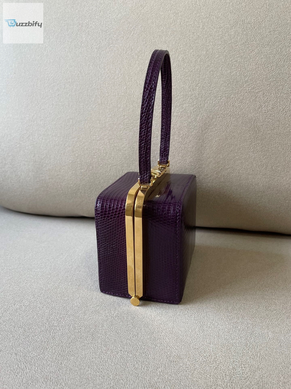 Celine Triomphe Minaudiere In Lizard Violet For Women 4In10cm
