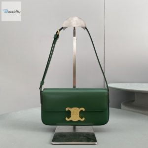 Celine Triomphe Shoulder Bag Green For Women 8In20cm