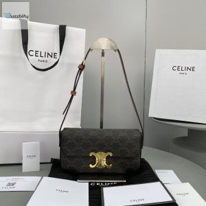 Celine Triomphe Shoulder Bag In Triomphe Canvas Tan For Women 8In20cm 194142Cuz.04Lu