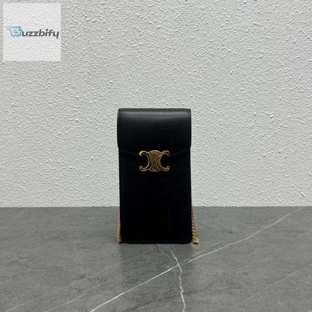 Celine Vertical Phone Pouch Black For Women 6In19cm 10J133dpv.38No