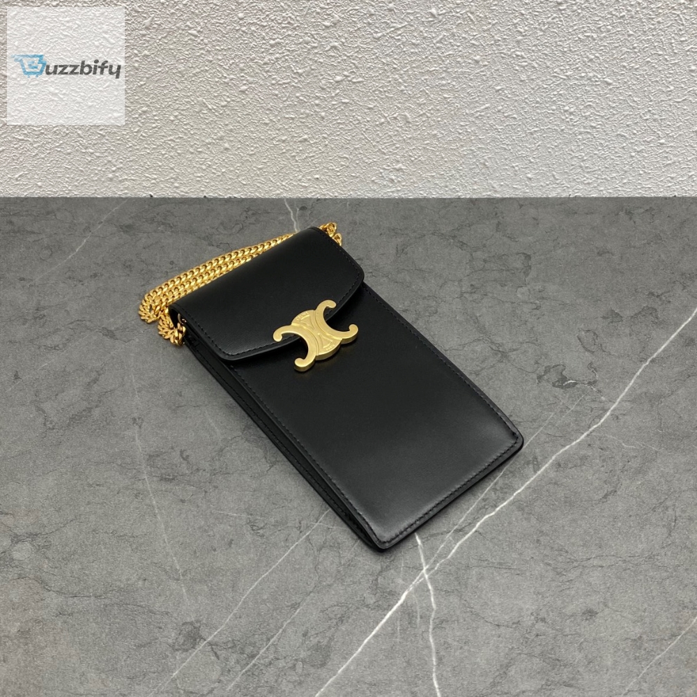 Celine Vertical Phone Pouch Black For Women 6In19cm 10J133dpv.38No