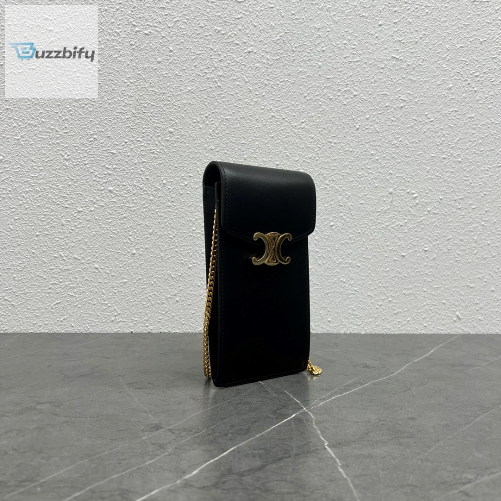 Celine Vertical Phone Pouch Black For Women 6In19cm 10J133dpv.38No