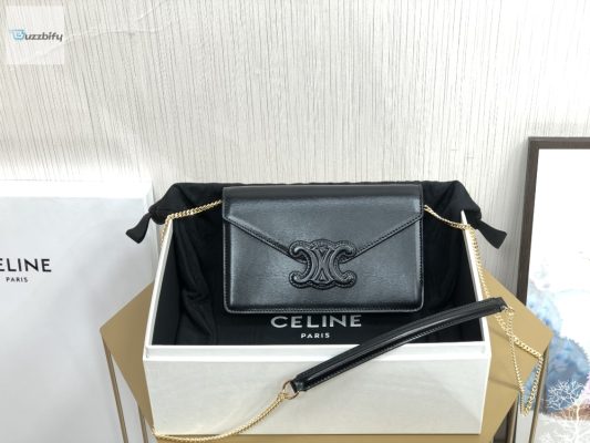 Celine Wallet On Chain Triomphe Black For Women 7In19cm  10J733dpv.38No