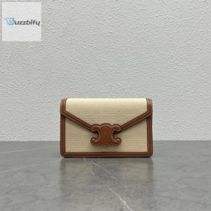 Celine Wallet On Chain Triomphe In Textile Natural  Tan For Women 7In19cm 10J972db2.02Nt