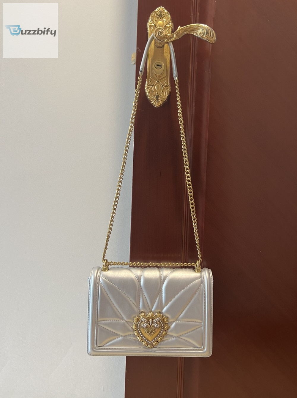 Dolce Gabbana Large Devotion Bag In Quilted Nappa Silver For Women 10In26cm Dg