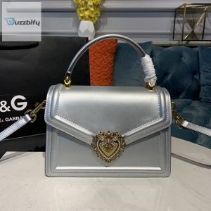 Dolce  Gabbana Medium Devotion Bag Silver For Women 9.5In24cm