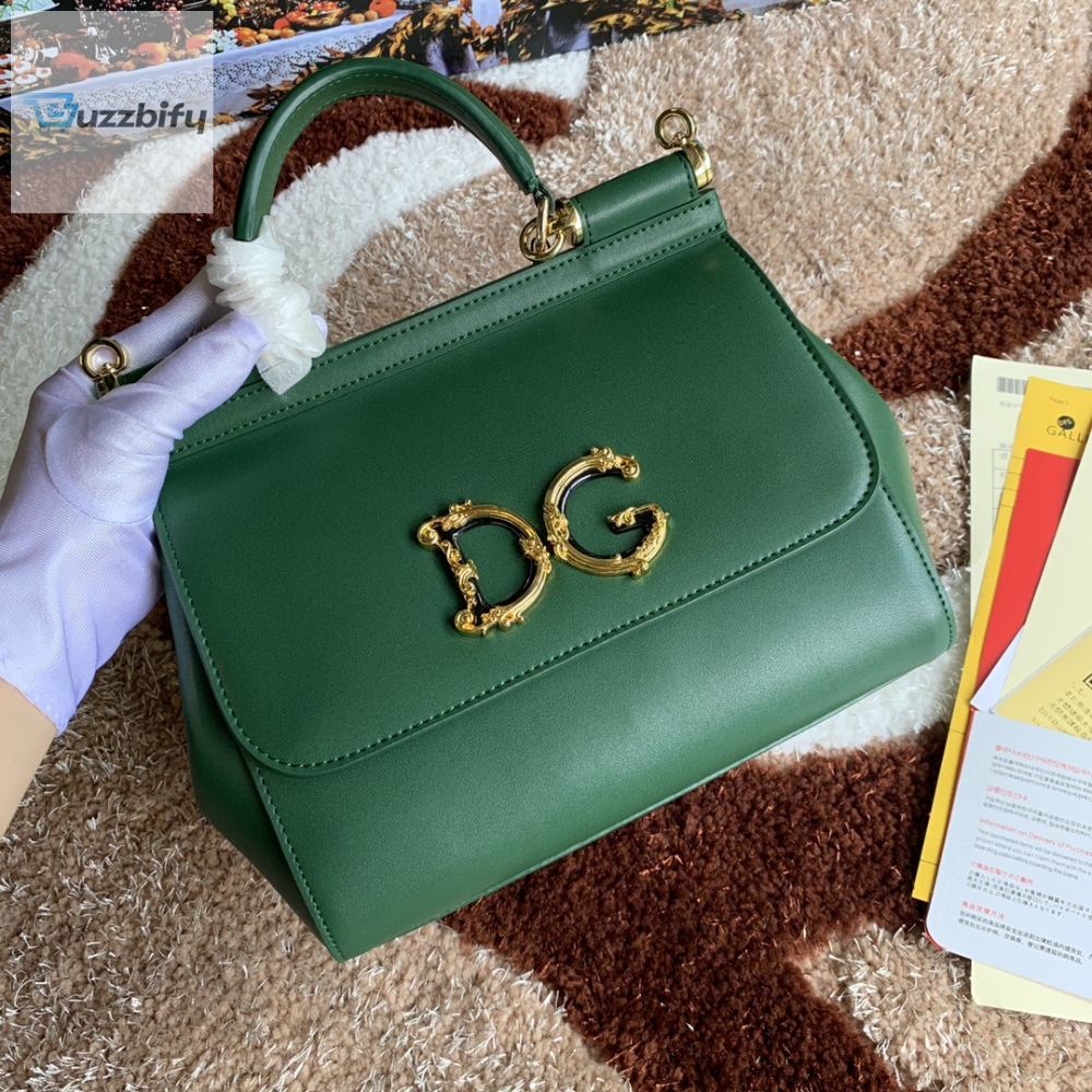 Dolce Gabbana Medium Dg Handbag In Dauphine Green For Women 10.2In26cm Dg