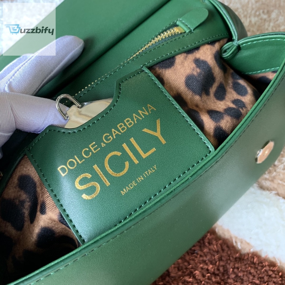 Dolce Gabbana Medium Dg Handbag In Dauphine Green For Women 10.2In26cm Dg