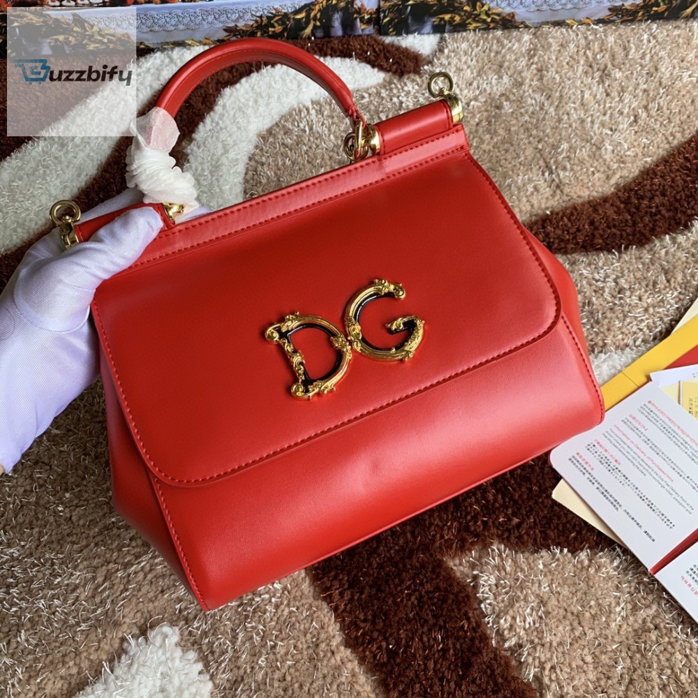 Dolce Gabbana Medium Dg Handbag In Dauphine Red For Women 10.2In26cm Dg