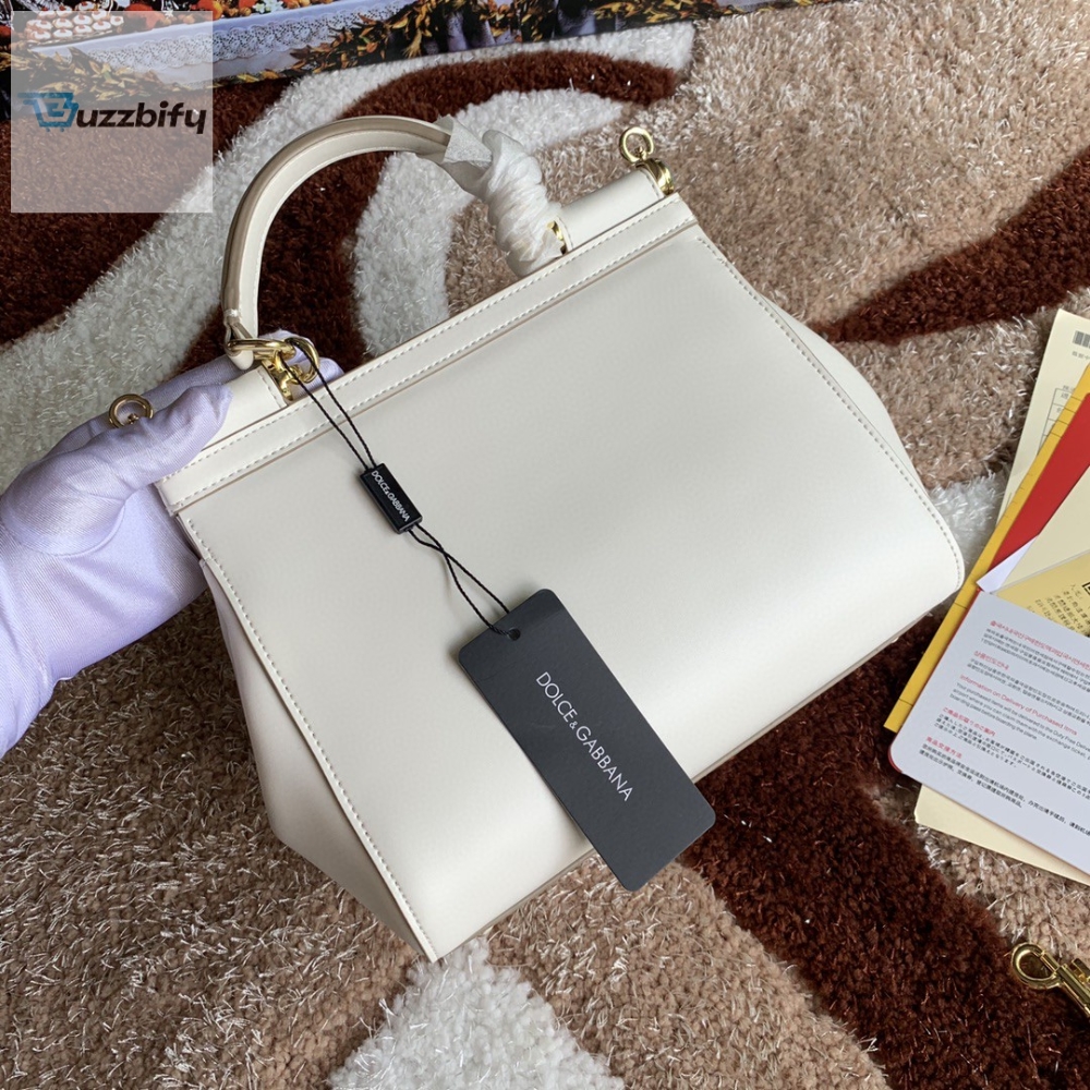 Dolce Gabbana Medium Dg Handbag In Dauphine White For Women 10.2In26cm Dg