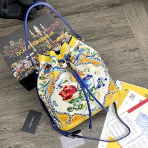 Dolce  Gabbana Print Crespo Bucket Bag Multicolor With Branded Plate For Women Dg Bag