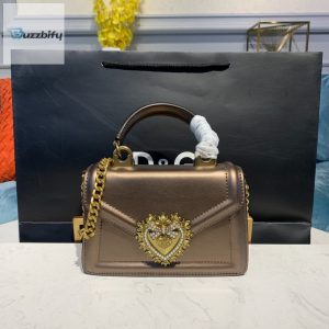 Dolce  Gabbana Small Devotion Bag In Mordore Nappa Antique Brass For Women 7.5In19cm Dg