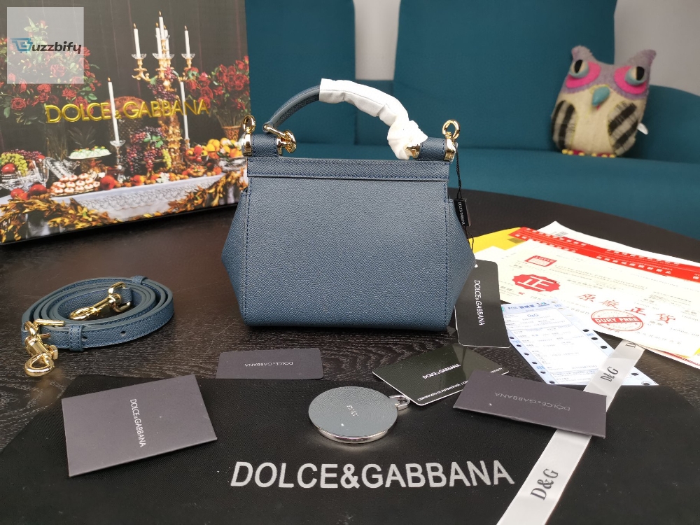 Dolce Gabbana Small Sicily Bag In Dauphine Blue For Women 7.5In19cm Dg